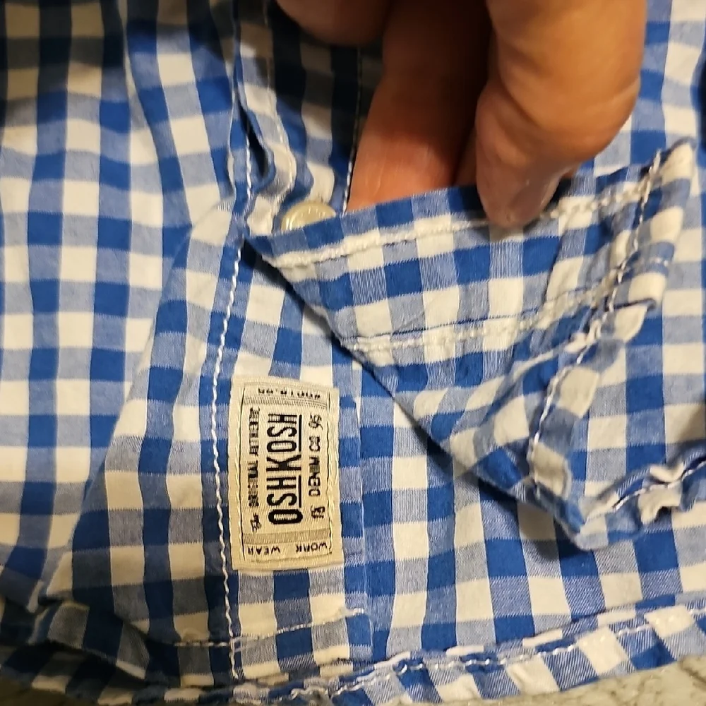 OshKosh B'gosh Checkered Blue White Button-Down Shirt Size 5 Toddler Boy Girl
